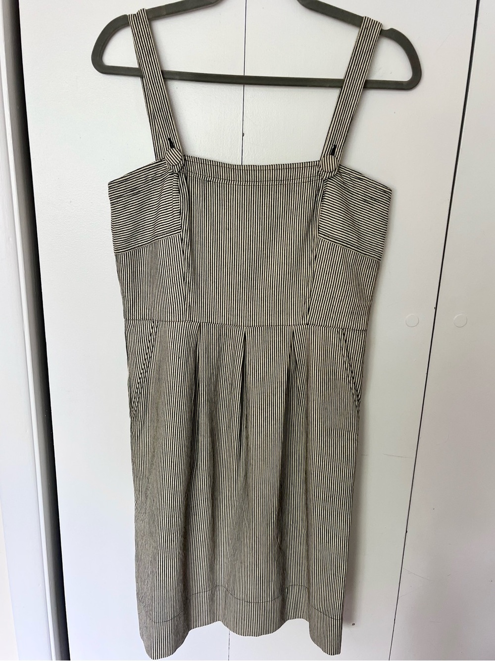 Anthropologie Railroad Stripe Pinafore Dress by lil Size 8 NWT